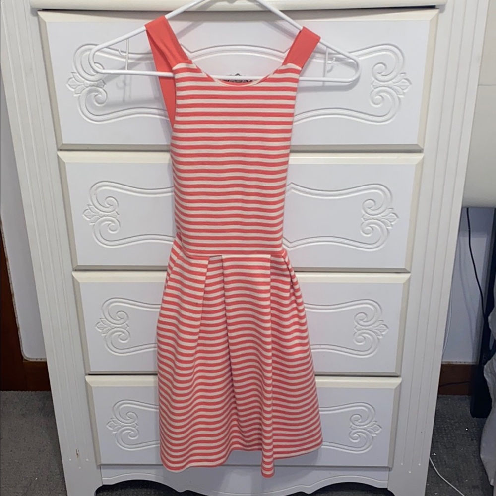pink and white dress